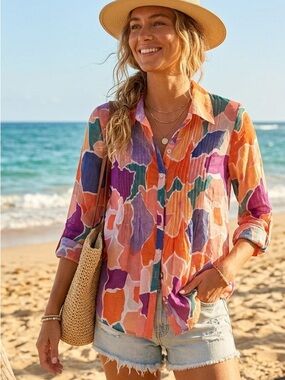 Kleio Multicolor Printed Button-Up Shirt